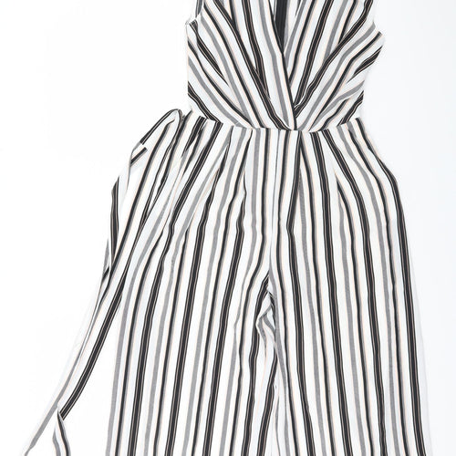Miss Selfridge Womens White Striped  Leotard One-Piece Size 8 L22 in