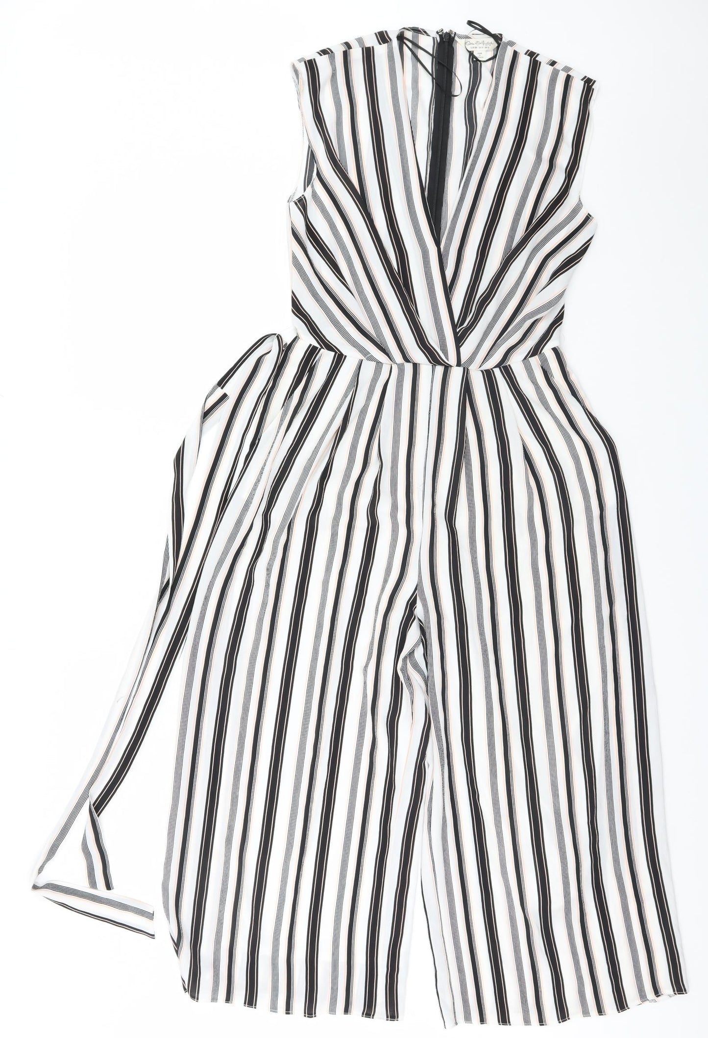 Miss Selfridge Womens White Striped  Leotard One-Piece Size 8 L22 in