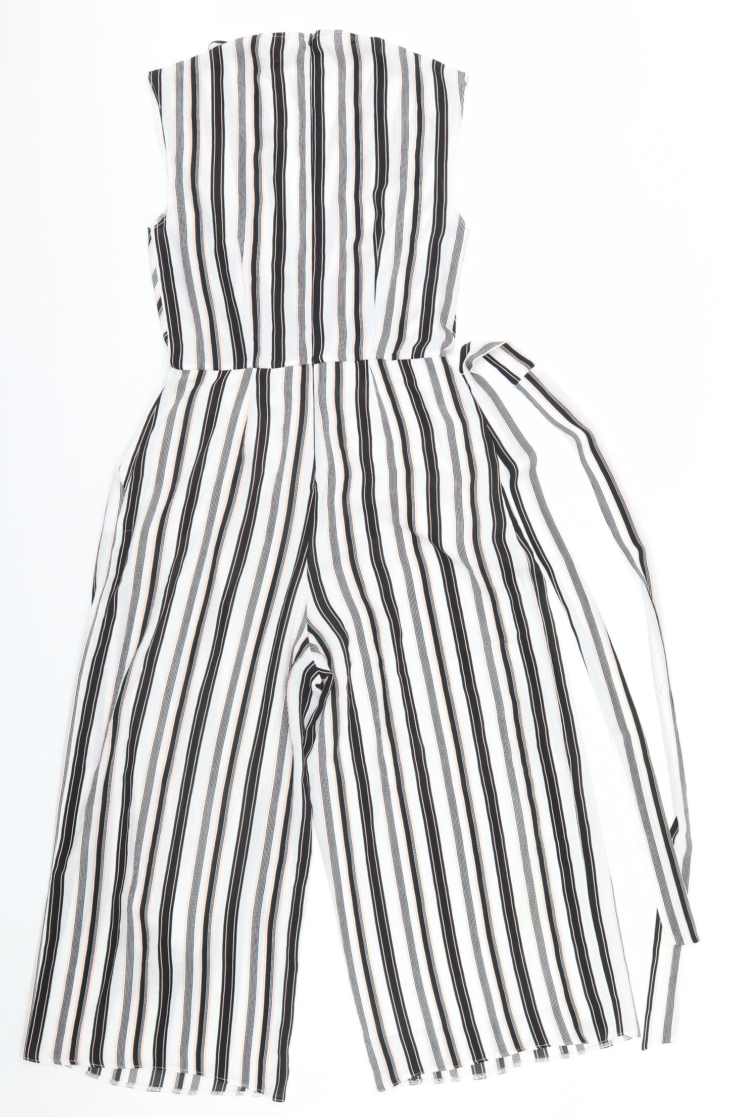 Miss Selfridge Womens White Striped  Leotard One-Piece Size 8 L22 in