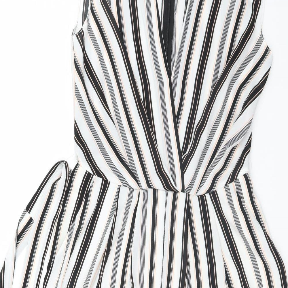 Miss Selfridge Womens White Striped  Leotard One-Piece Size 8 L22 in