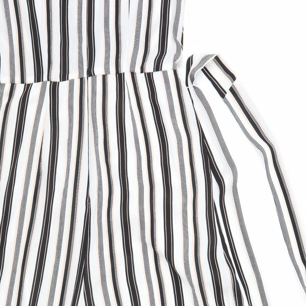 Miss Selfridge Womens White Striped  Leotard One-Piece Size 8 L22 in