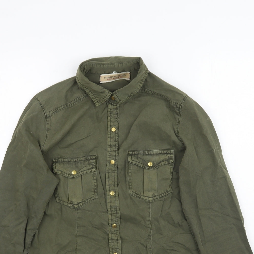 Stradivarius Womens Green   Basic Button-Up Size M