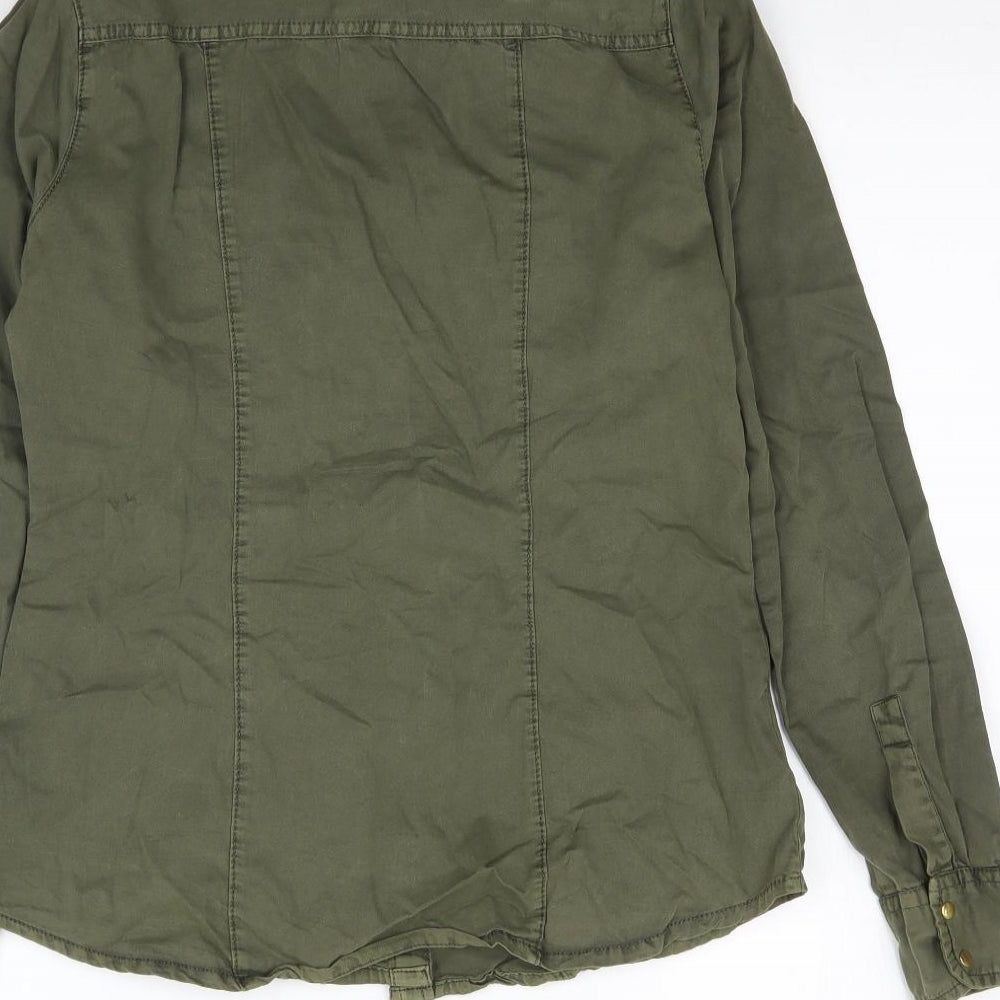 Stradivarius Womens Green   Basic Button-Up Size M