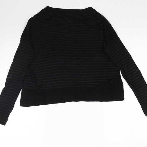 Mac & Jac Womens Black Striped  Basic T-Shirt Size M