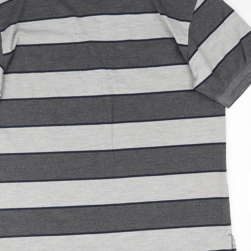 Lonsdale Mens Grey Striped   Polo Size M