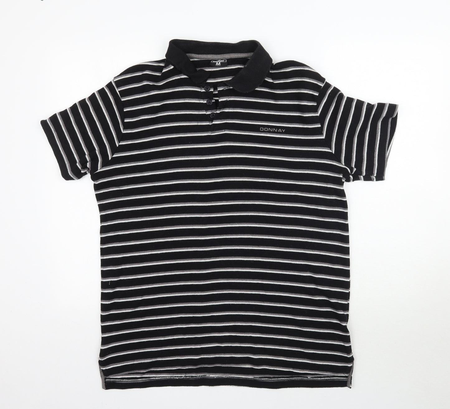 Donnay Mens Black Striped   Polo Size M