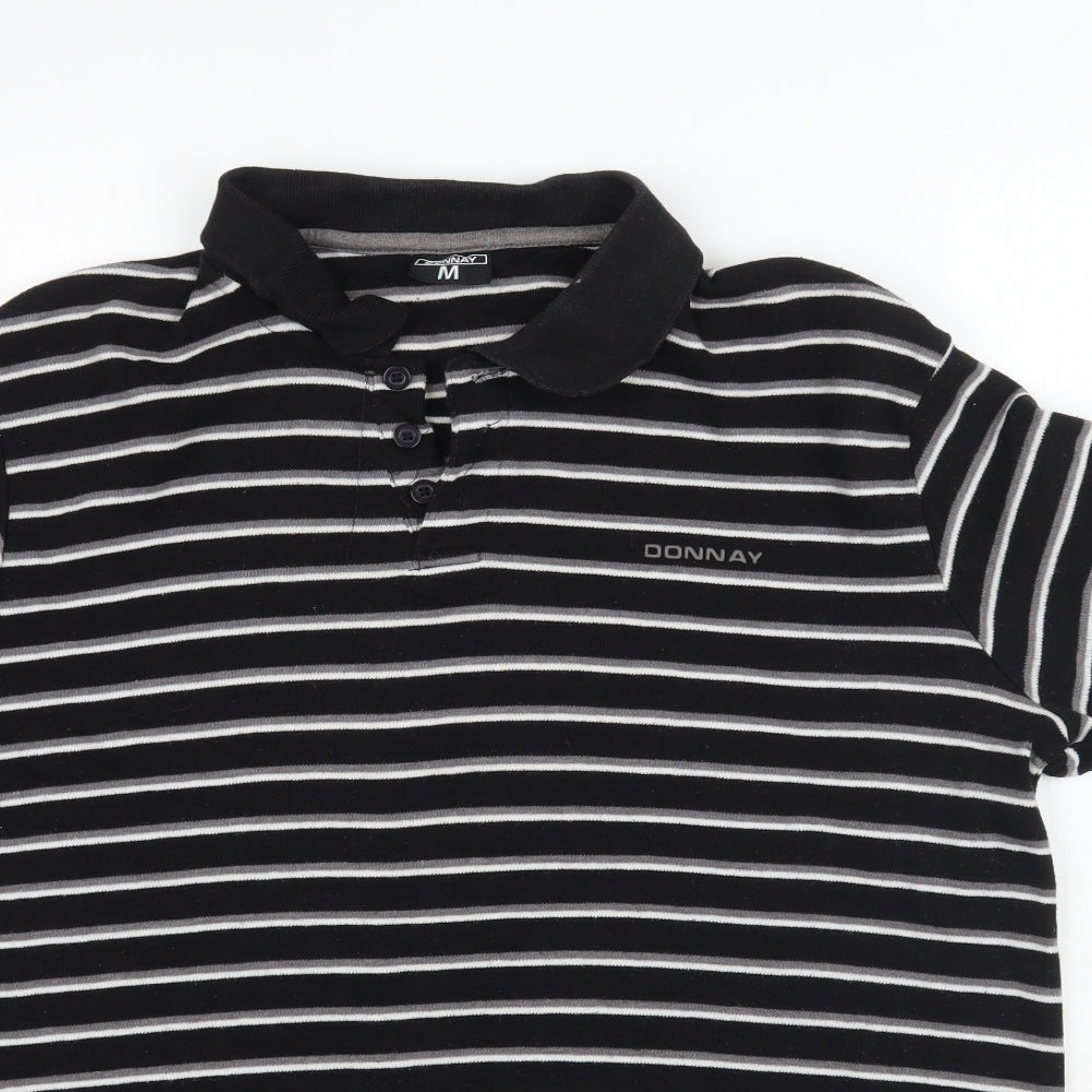 Donnay Mens Black Striped   Polo Size M