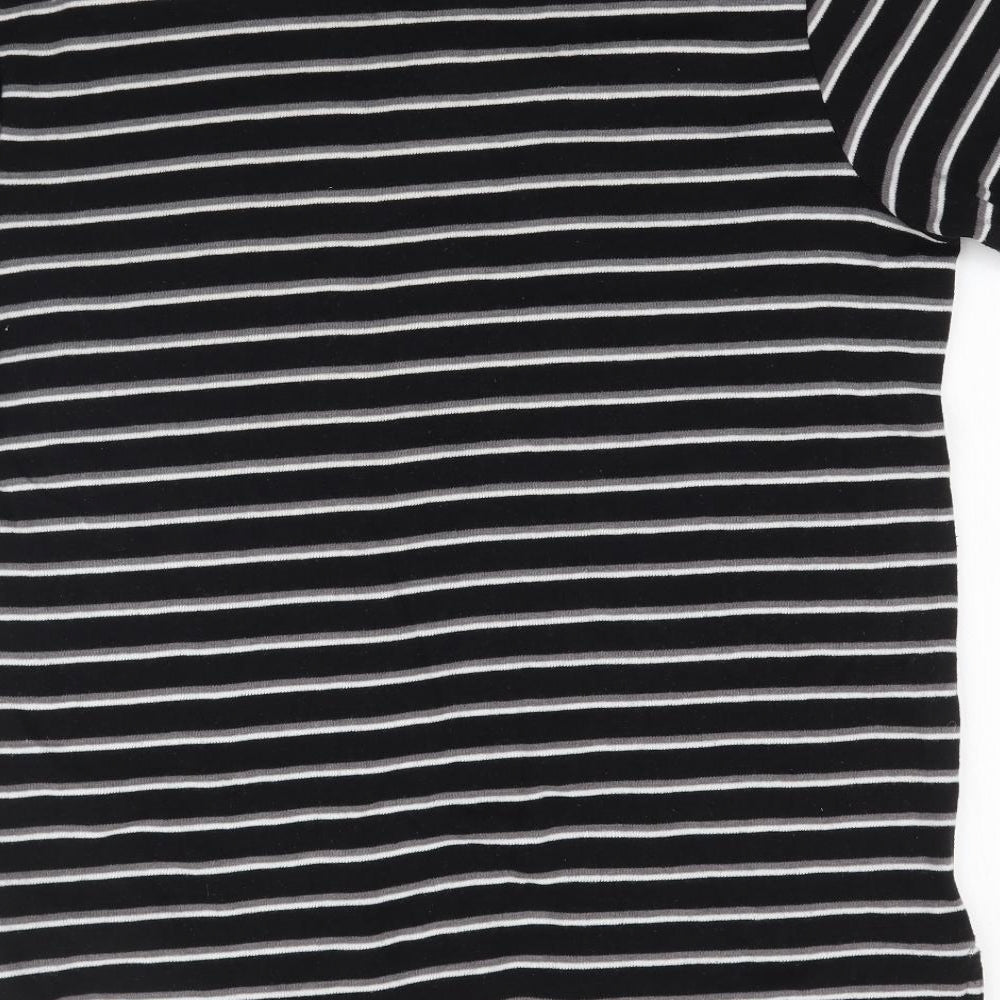 Donnay Mens Black Striped   Polo Size M