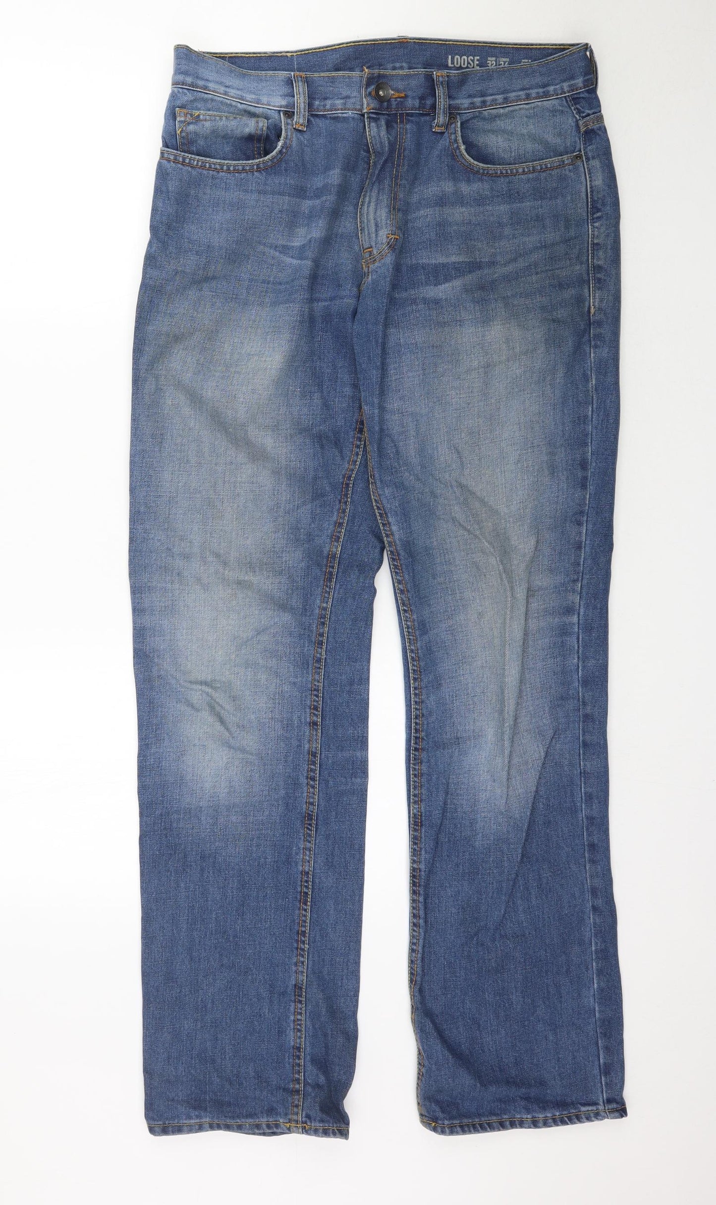 F&F Mens Blue  Denim Straight Jeans Size 32 in L34 in