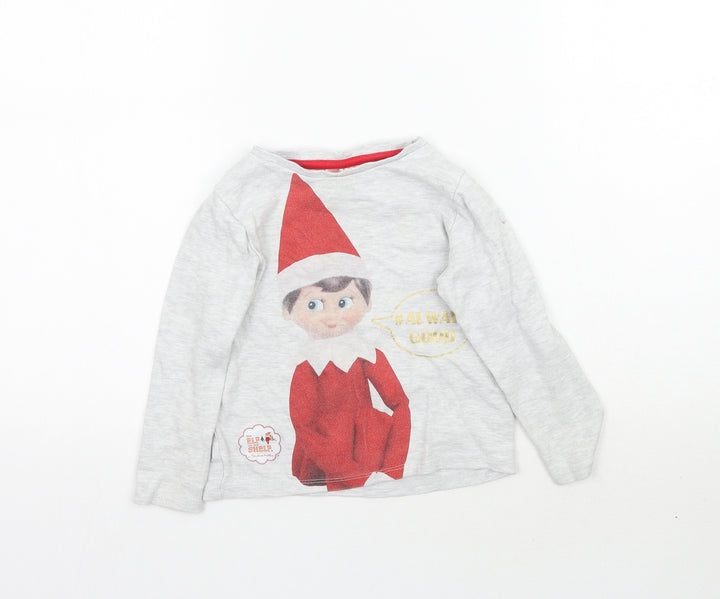 George Boys Grey   Basic T-Shirt Size 2-3 Years  - Elf on the shelf