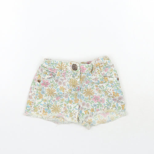 NEXT Girls Multicoloured Floral Denim Cut-Off Shorts Size 4 Years