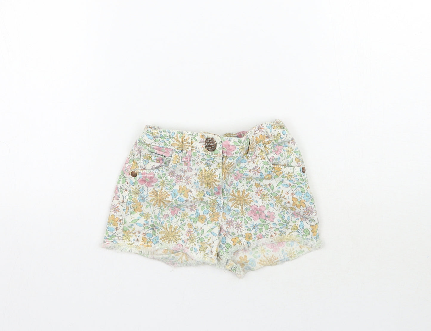 NEXT Girls Multicoloured Floral Denim Cut-Off Shorts Size 4 Years