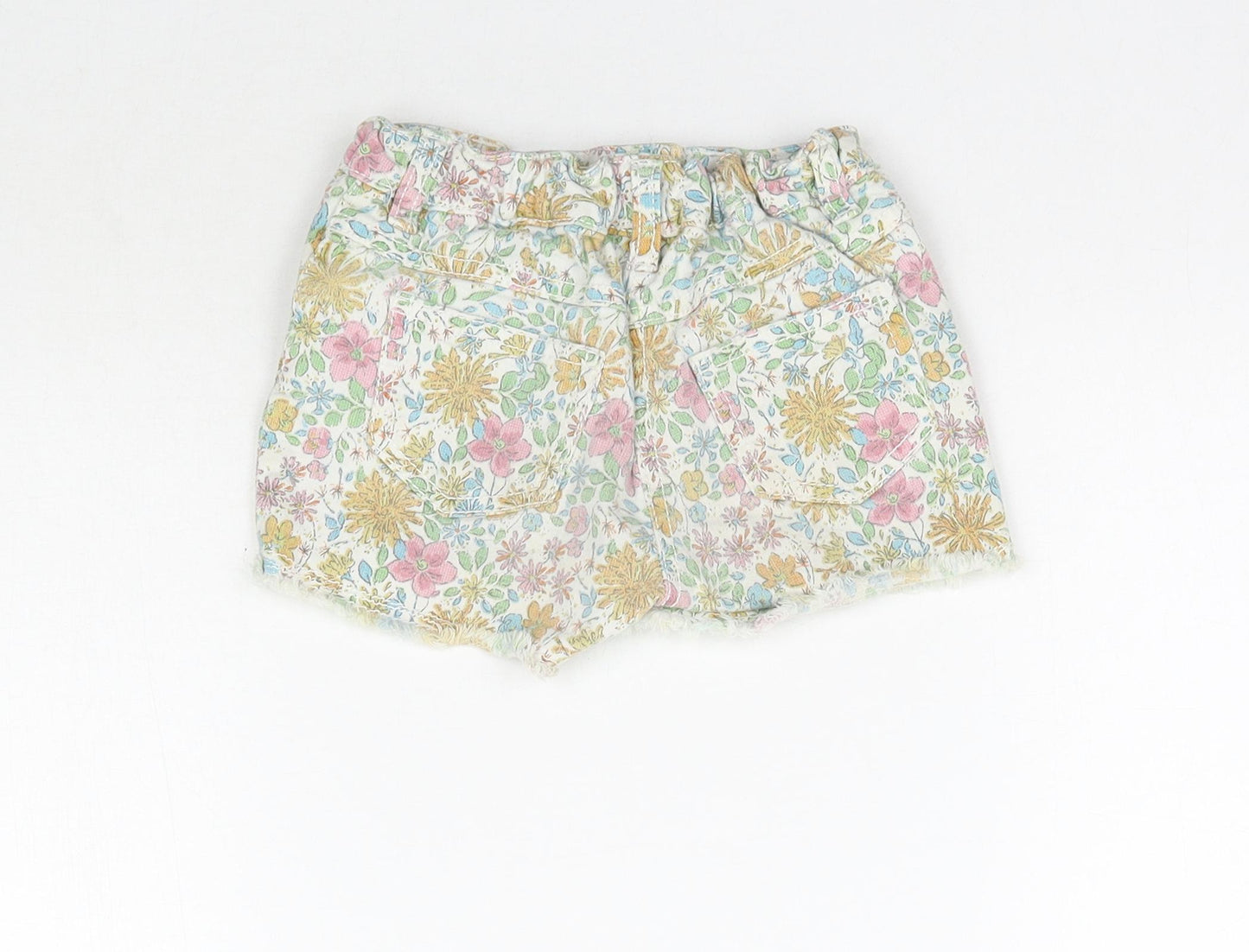 NEXT Girls Multicoloured Floral Denim Cut-Off Shorts Size 4 Years