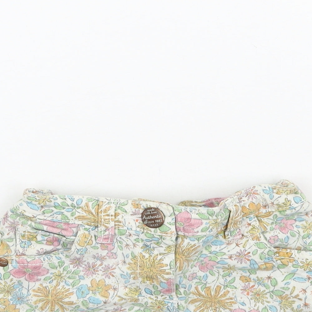 NEXT Girls Multicoloured Floral Denim Cut-Off Shorts Size 4 Years