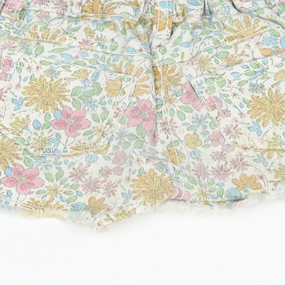 NEXT Girls Multicoloured Floral Denim Cut-Off Shorts Size 4 Years