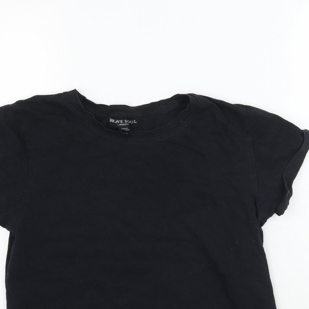 Brave Soul Womens Black   Basic T-Shirt Size XS