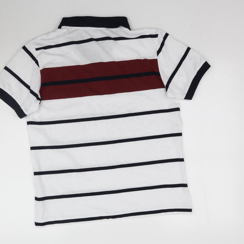Premier Man Mens White Striped   Polo Size M