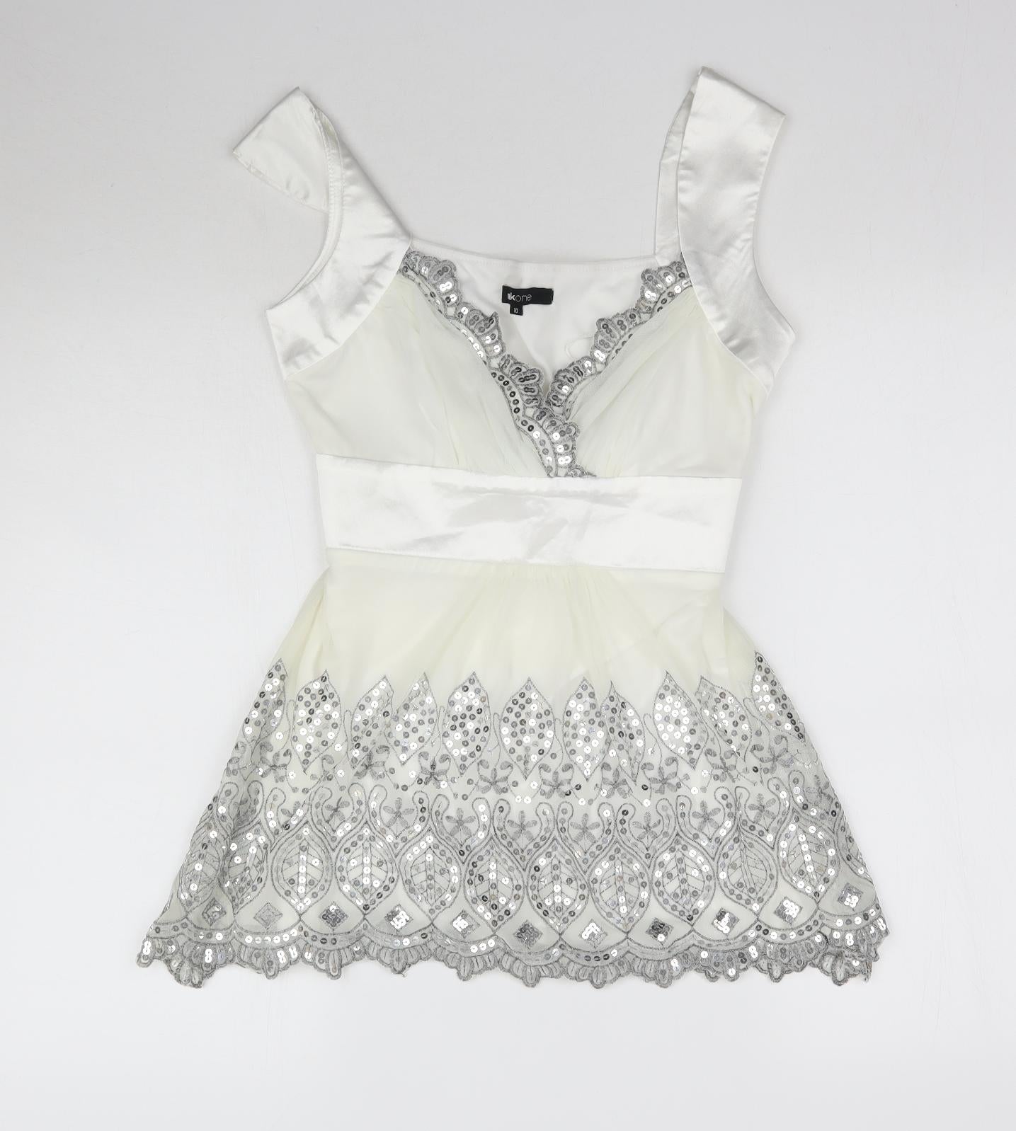 MkOne Womens White   Basic Blouse Size 10