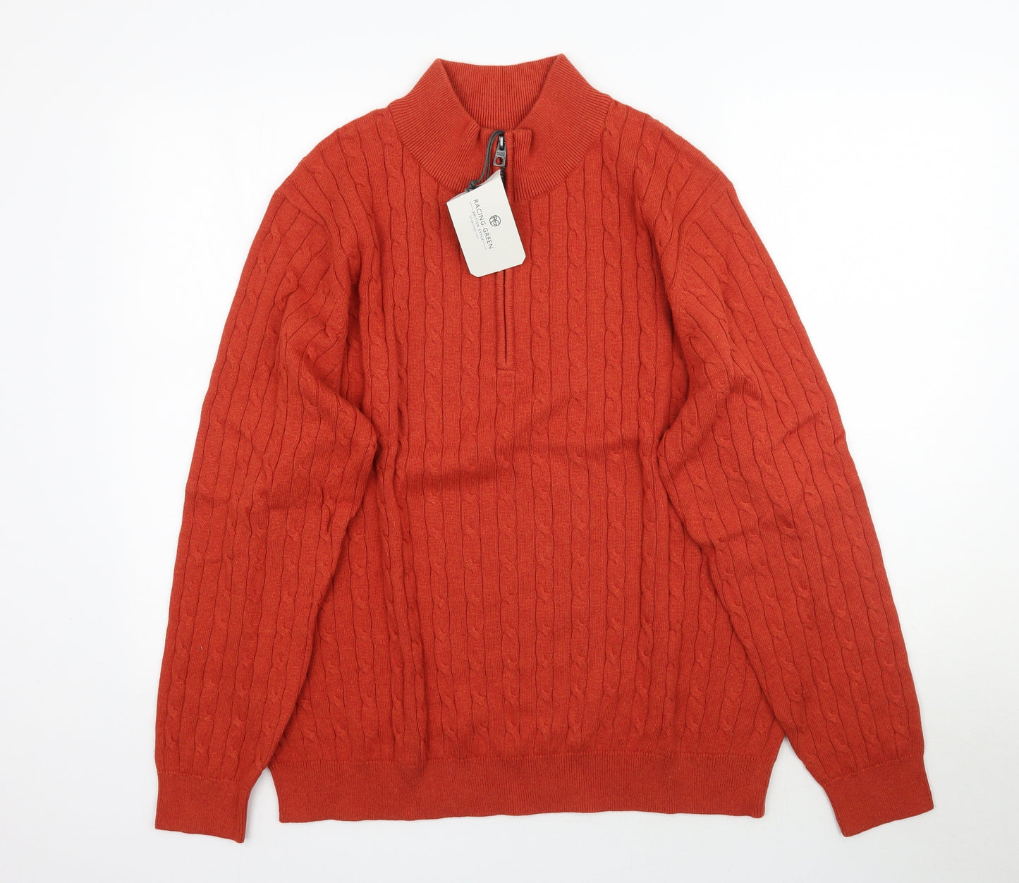 Racing Green Mens Orange  Knit Pullover Jumper Size 2XL