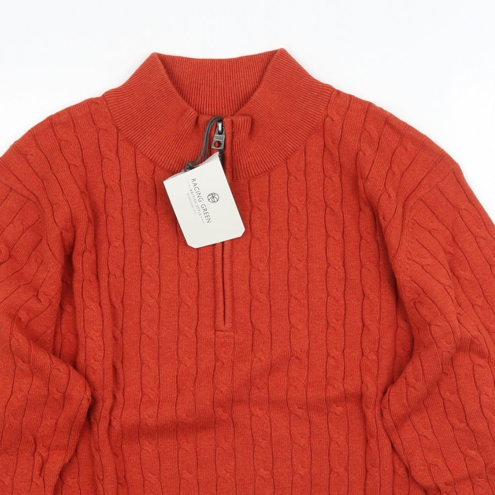 Racing Green Mens Orange  Knit Pullover Jumper Size 2XL