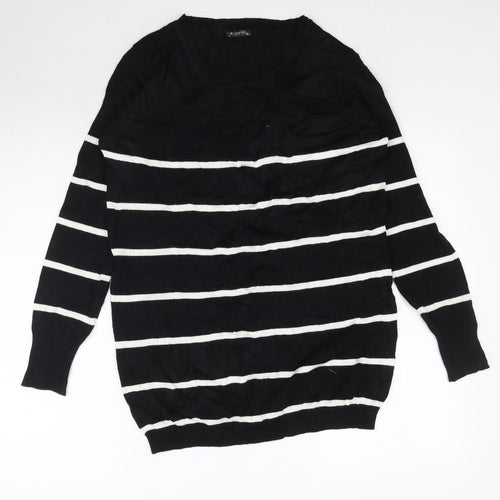 Sevenhill Womens Black Striped Knit Pullover Jumper Size XL