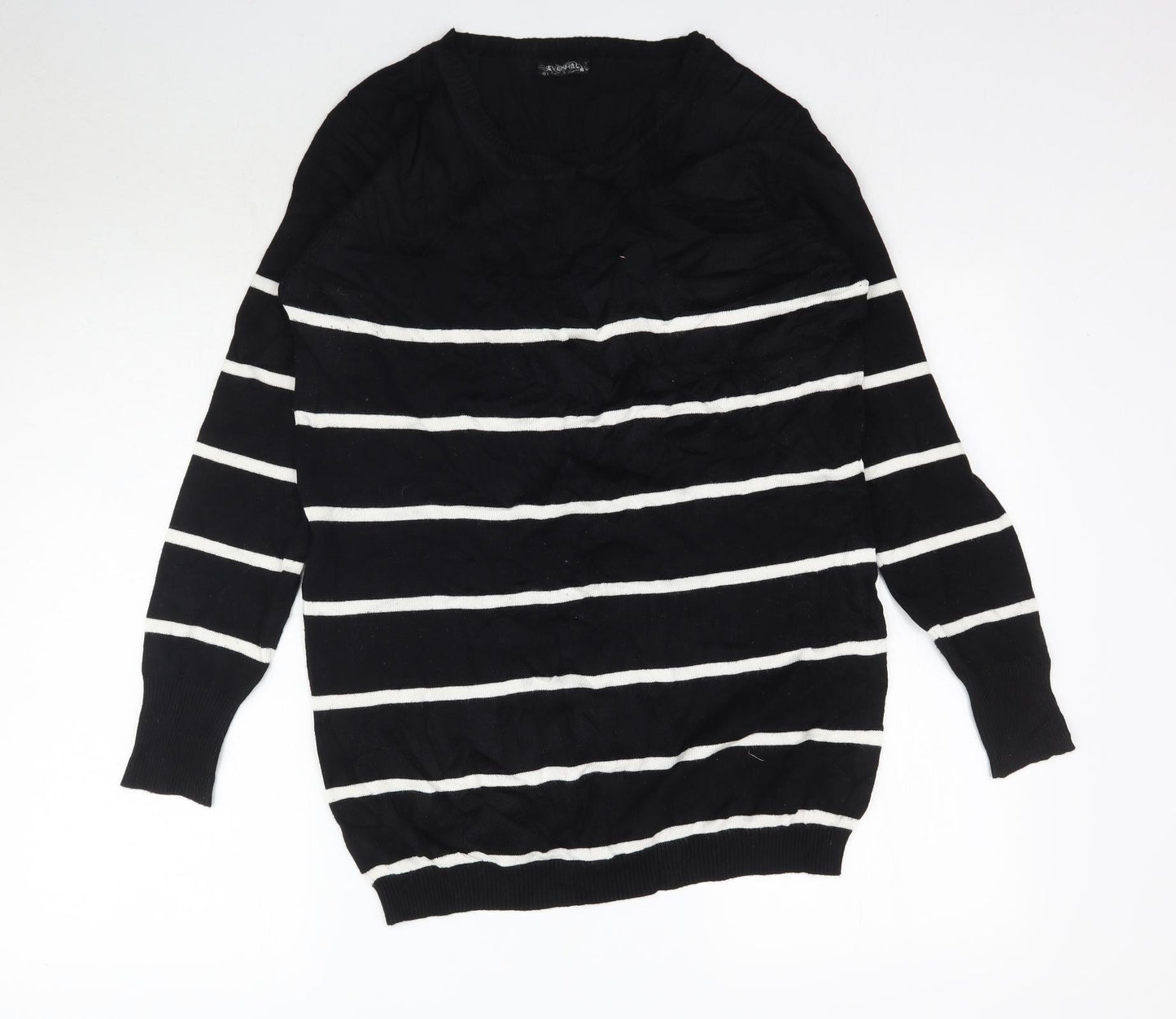 Sevenhill Womens Black Striped Knit Pullover Jumper Size XL
