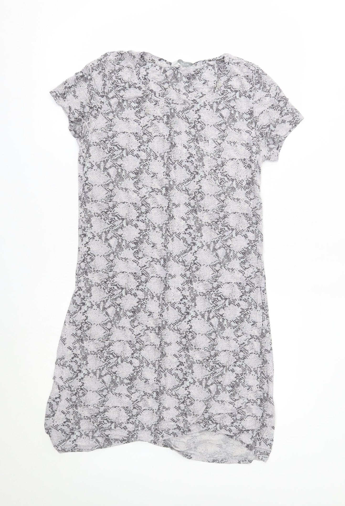 M&S Womens Grey Animal Print Rayon  Pyjama Top Size 6