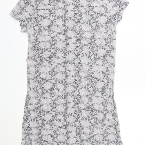 M&S Womens Grey Animal Print Rayon  Pyjama Top Size 6