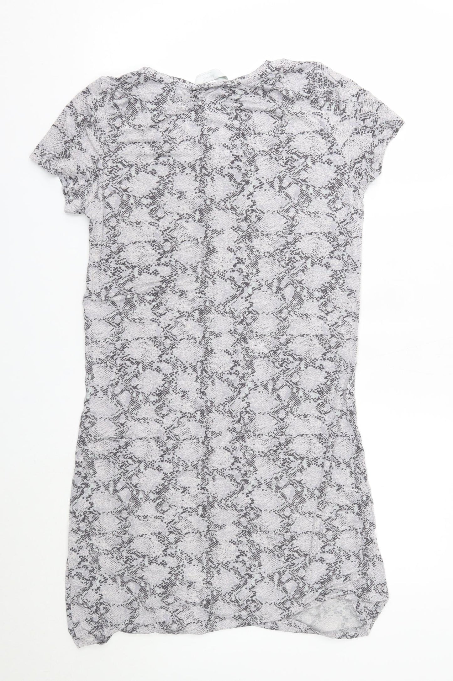 M&S Womens Grey Animal Print Rayon  Pyjama Top Size 6