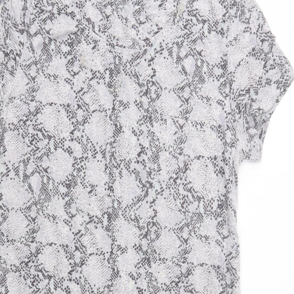 M&S Womens Grey Animal Print Rayon  Pyjama Top Size 6