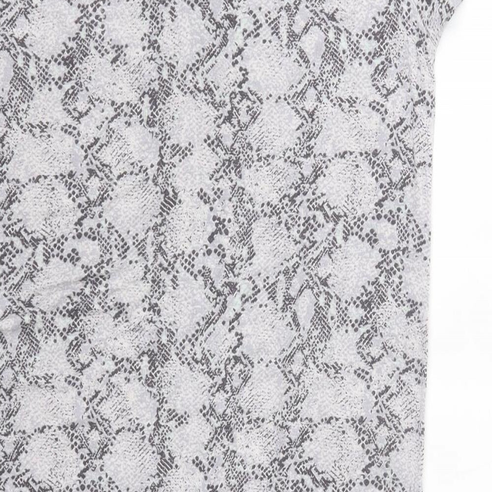 M&S Womens Grey Animal Print Rayon  Pyjama Top Size 6