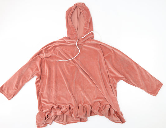 Front view of new collection women’s pink pullover hoodie one size - loungewear