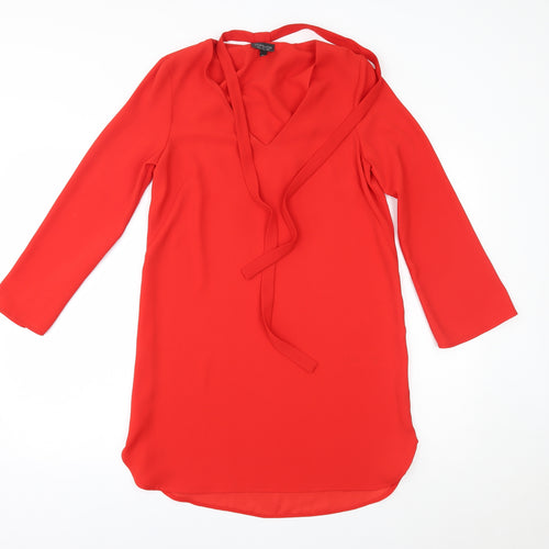 Topshop Womens Red   A-Line  Size 8  - ties on neck