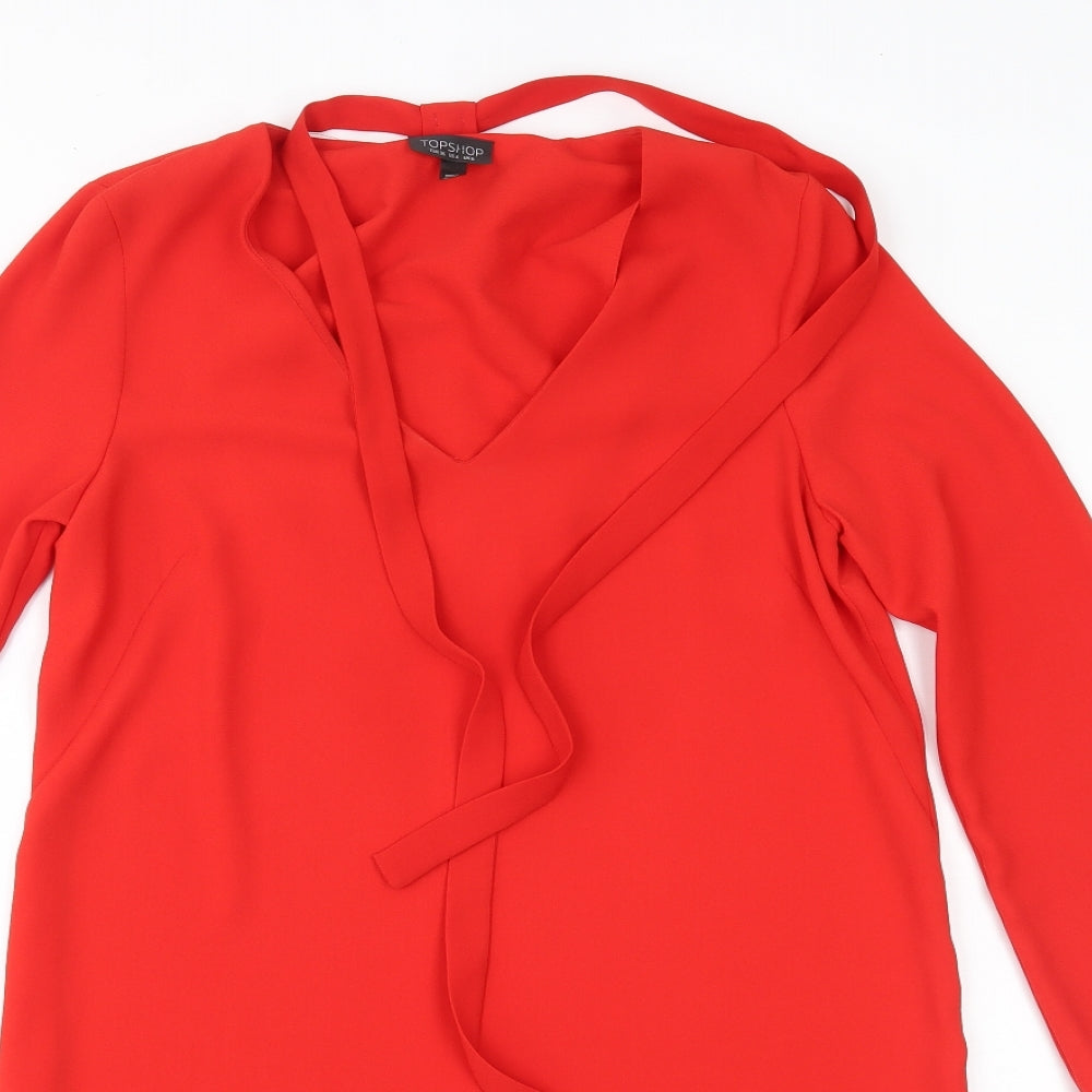 Topshop Womens Red   A-Line  Size 8  - ties on neck