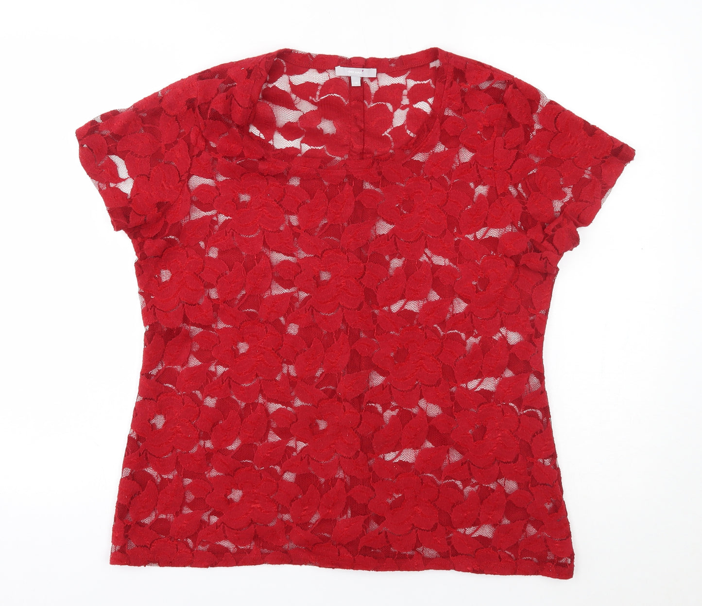 M&S Womens Red Floral  Cardigan Jumper Size 18  - reverse cardigan