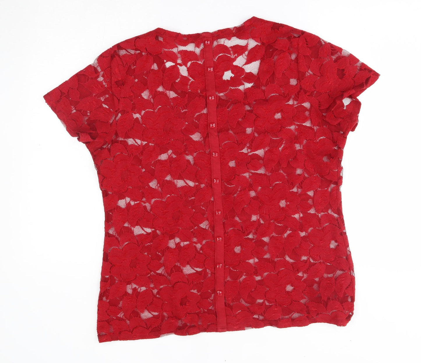 M&S Womens Red Floral  Cardigan Jumper Size 18  - reverse cardigan