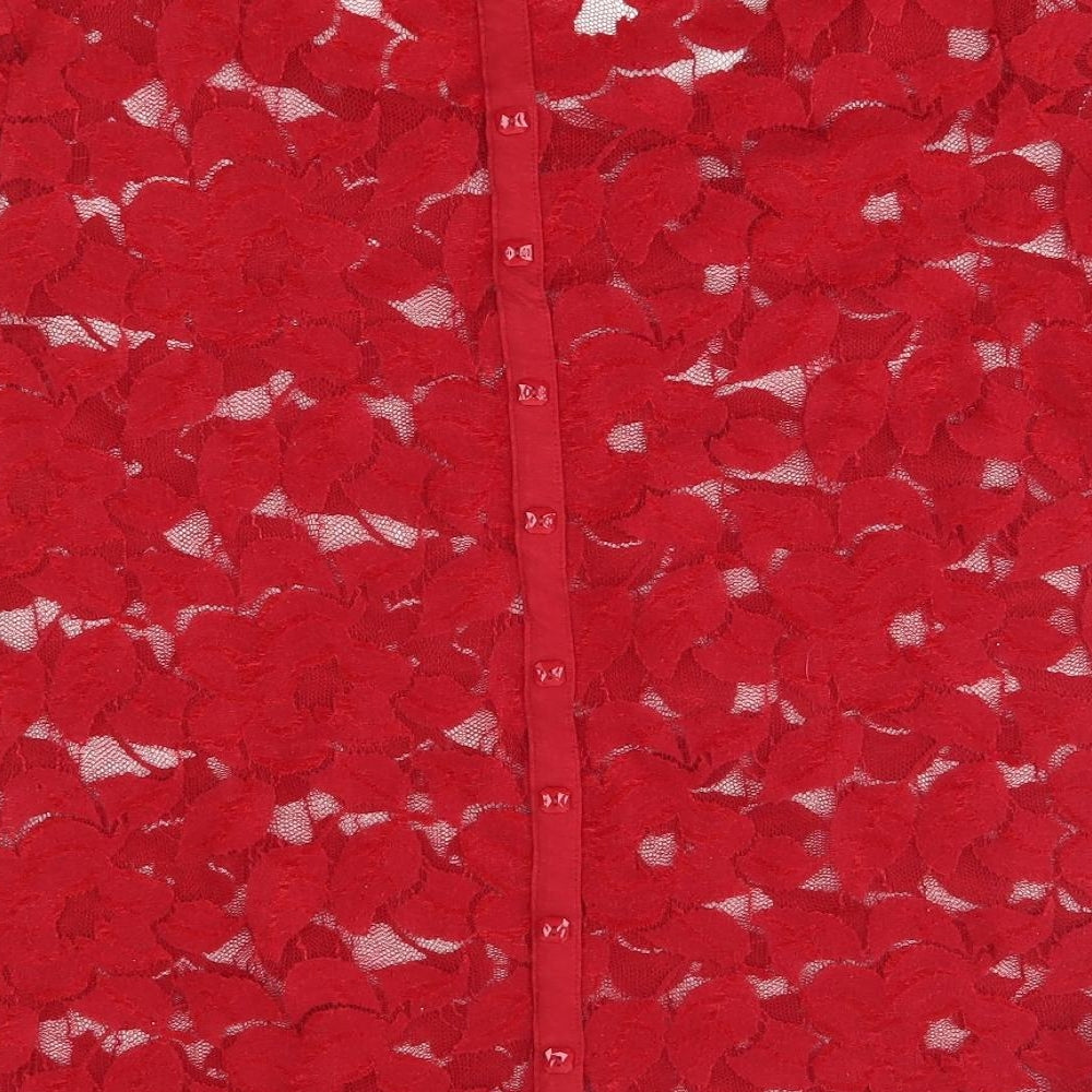 M&S Womens Red Floral  Cardigan Jumper Size 18  - reverse cardigan