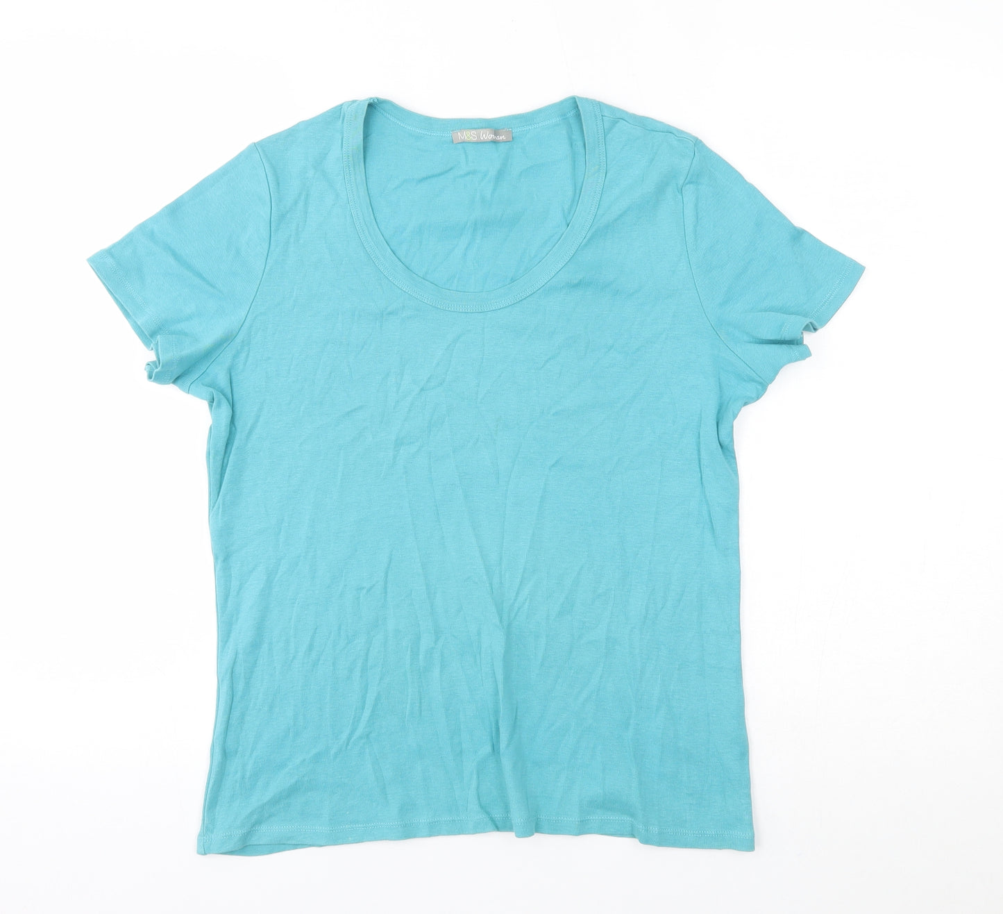 M&S Womens Blue   Basic T-Shirt Size 18