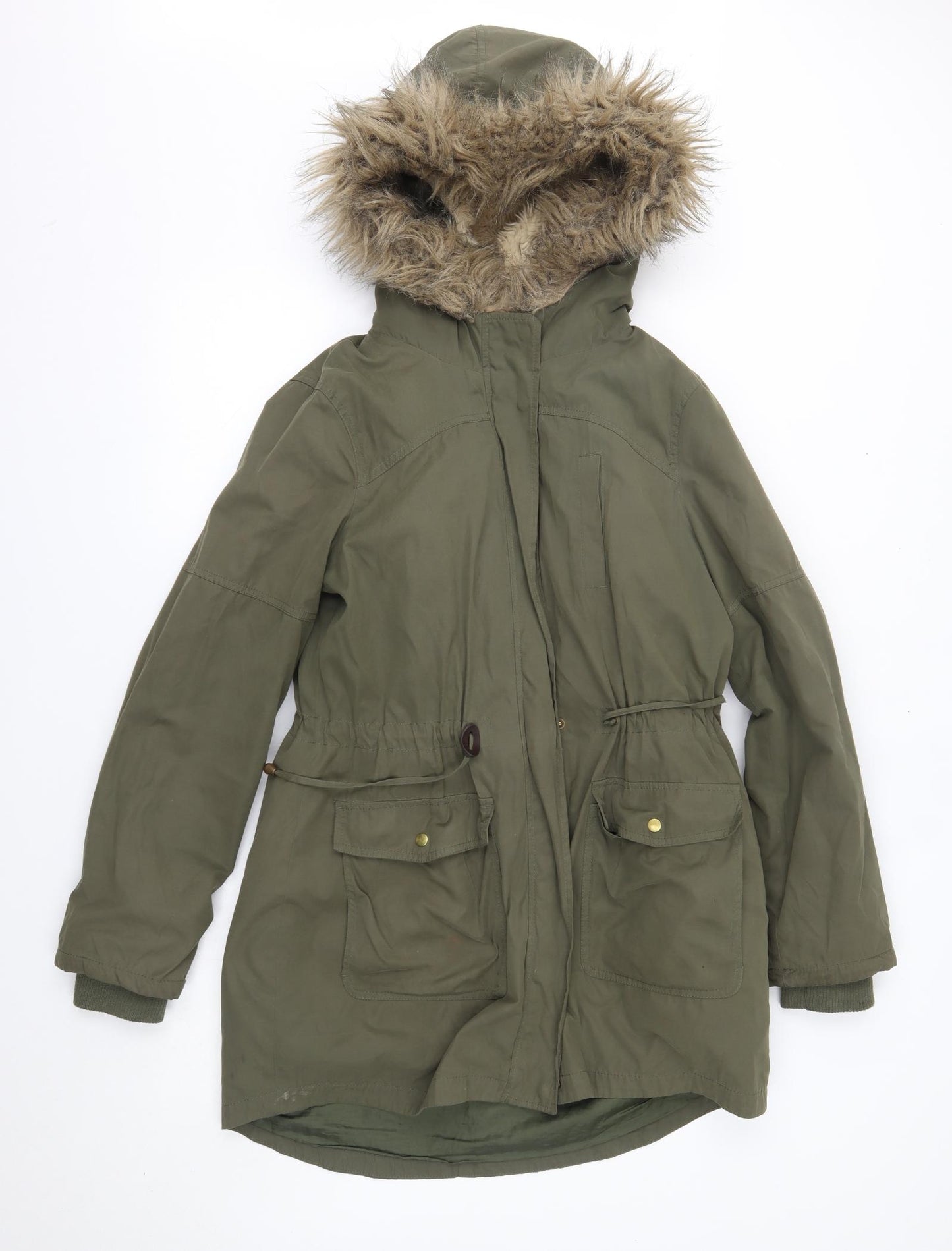 Oasis Womens Green   Parka Coat Size L