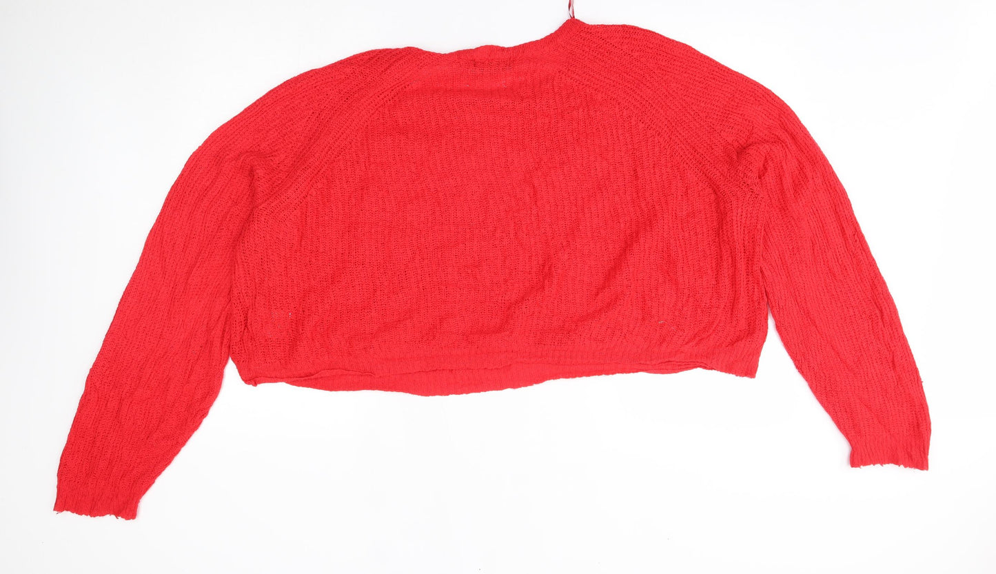 Brave Soul Womens Red   Pullover Jumper Size M  - cropped