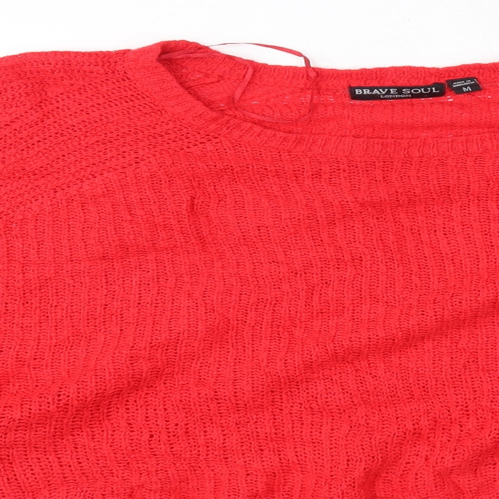 Brave Soul Womens Red   Pullover Jumper Size M  - cropped