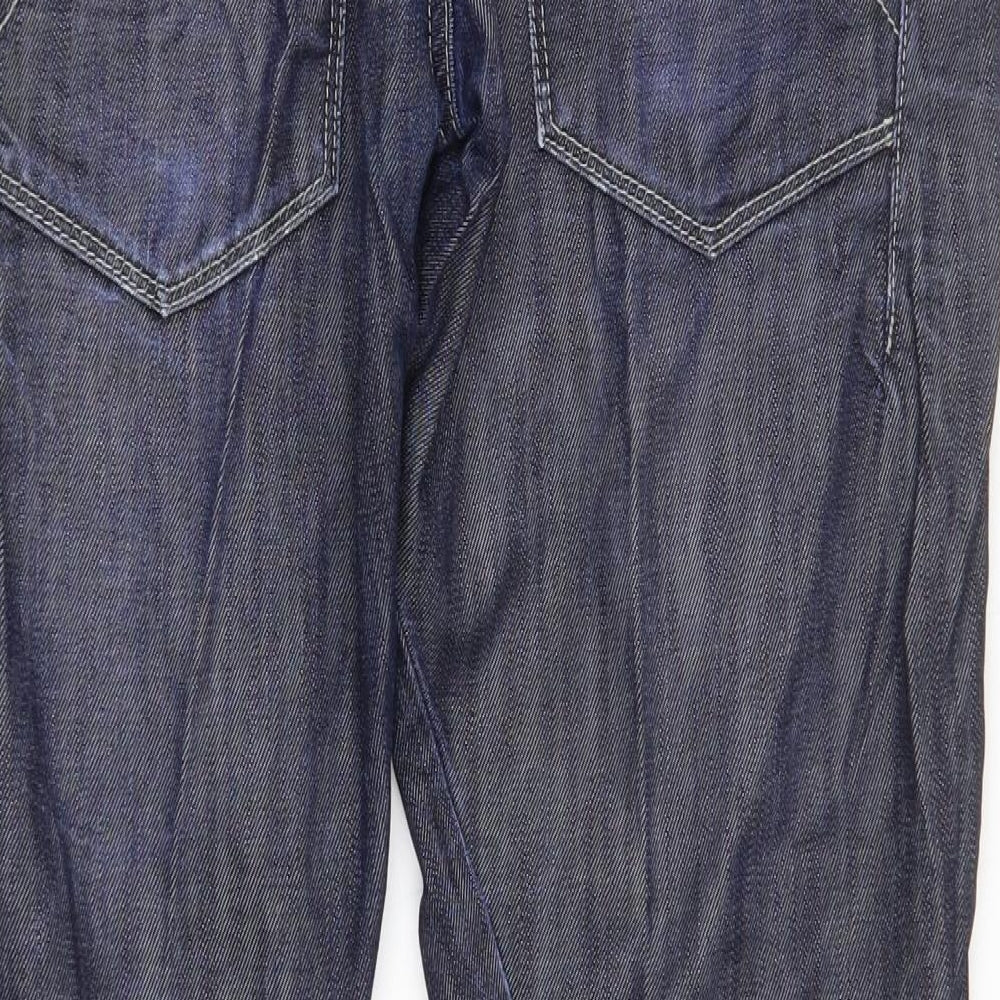 Topman Mens Black   Straight Jeans Size 32 L29 in - twister, blue lines