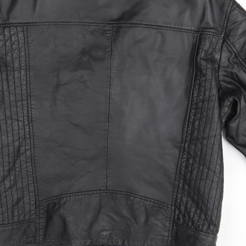 Barney's Originals Mens Black   Biker Coat Size L