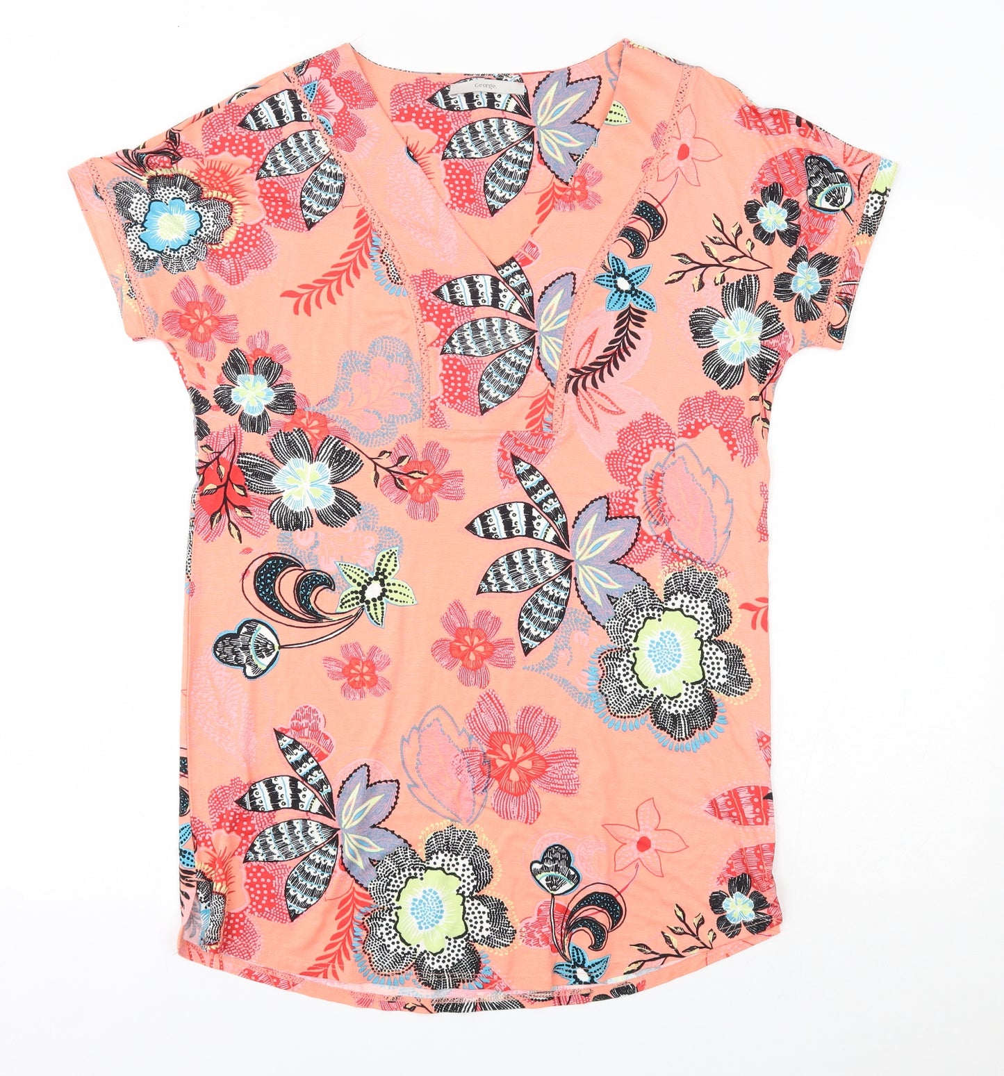 George Womens Pink Floral  Basic Blouse Size 12