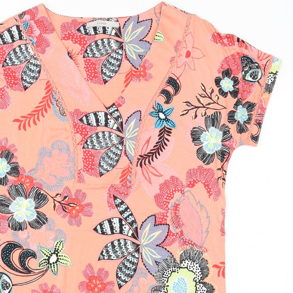 George Womens Pink Floral  Basic Blouse Size 12