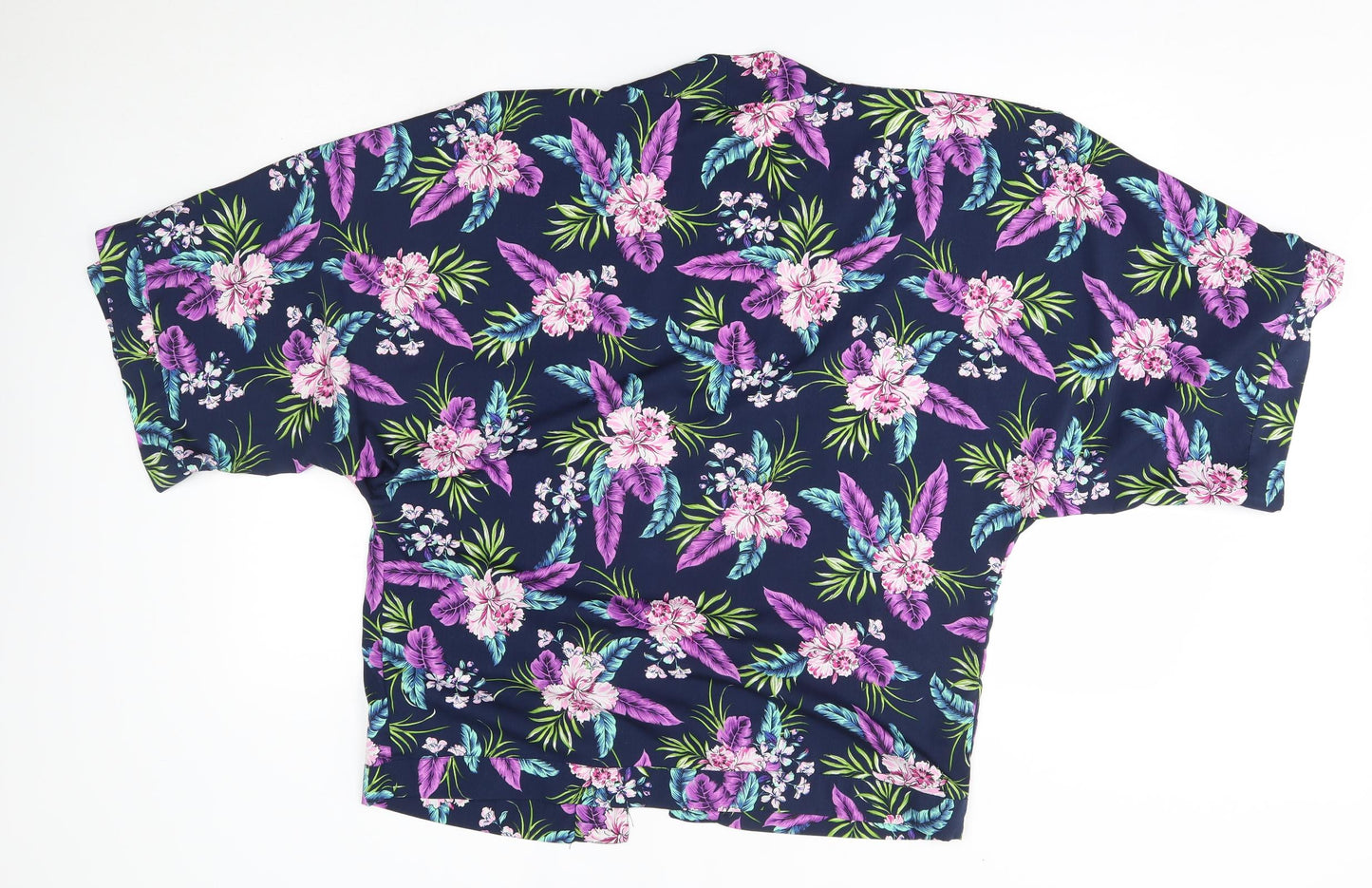 New Look Womens Blue Floral  Kimono T-Shirt Size 14