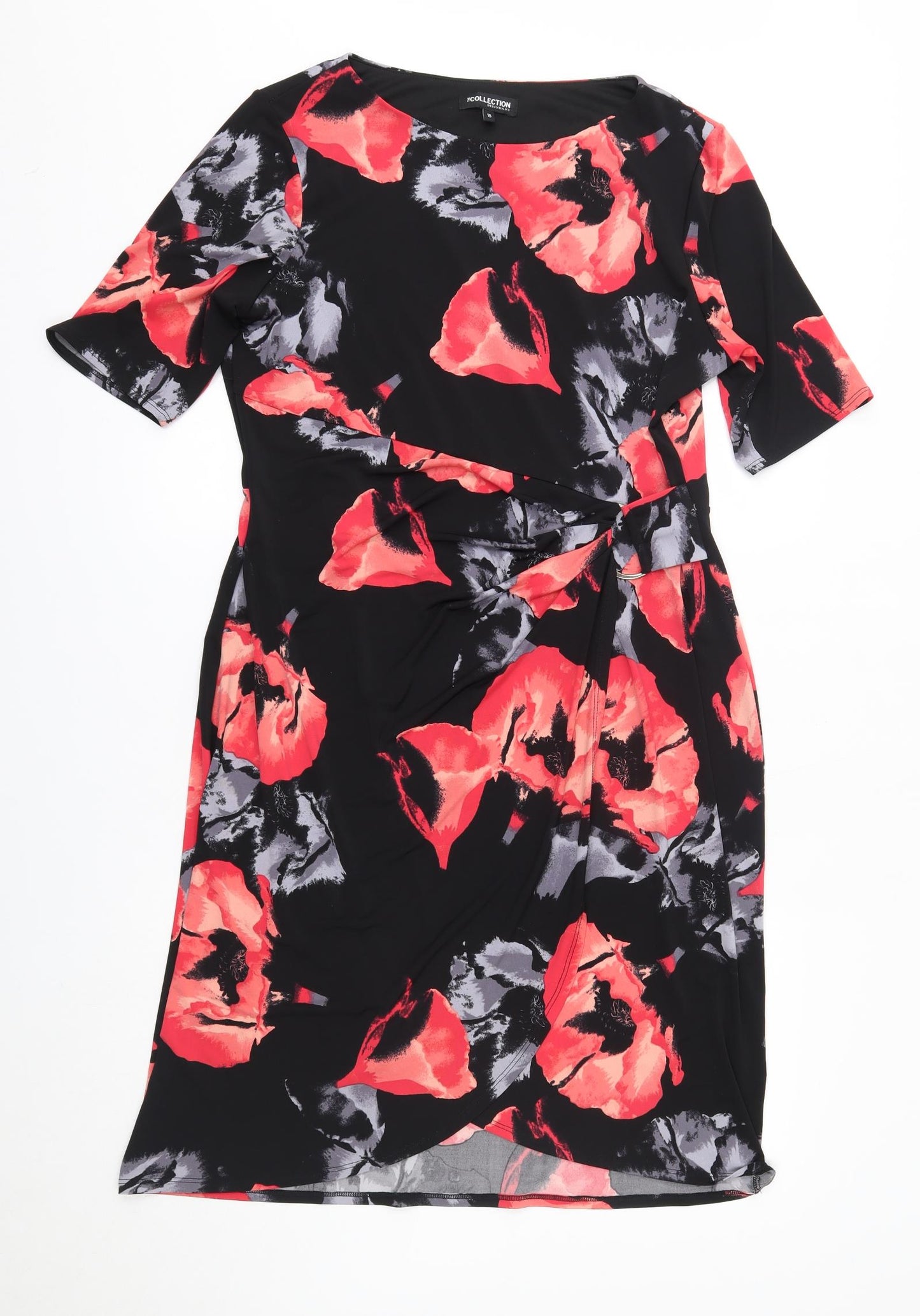 Debenhams Womens Black Floral  A-Line  Size 16