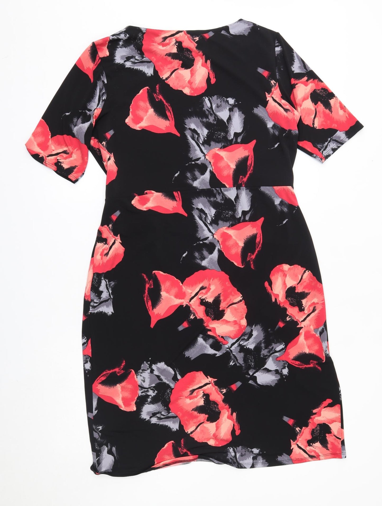 Debenhams Womens Black Floral  A-Line  Size 16