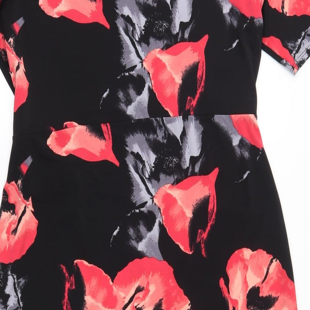 Debenhams Womens Black Floral  A-Line  Size 16