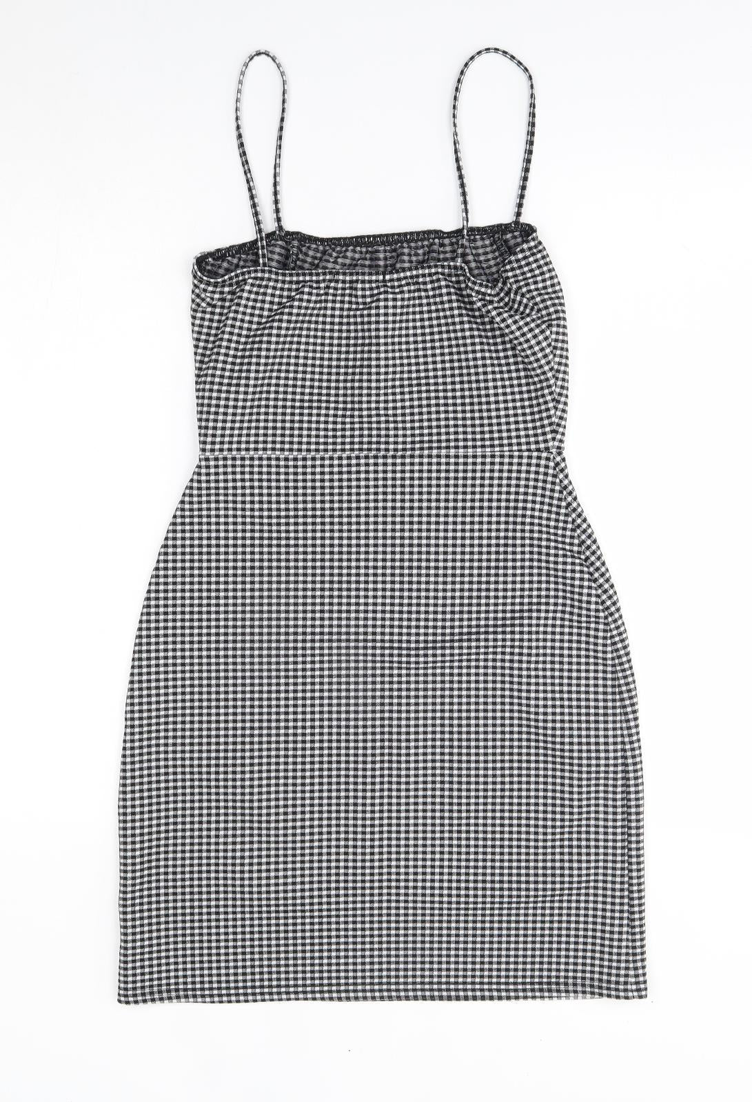 Boohoo Womens Grey Check  A-Line  Size 10